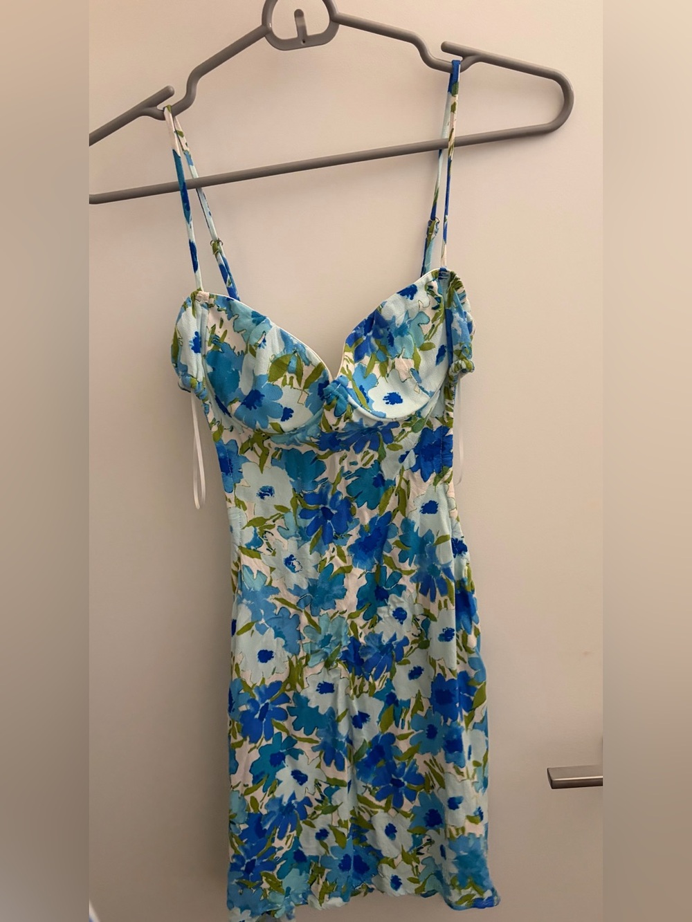 Sky to Moon Blue Floral Slip Dress with Underwire
